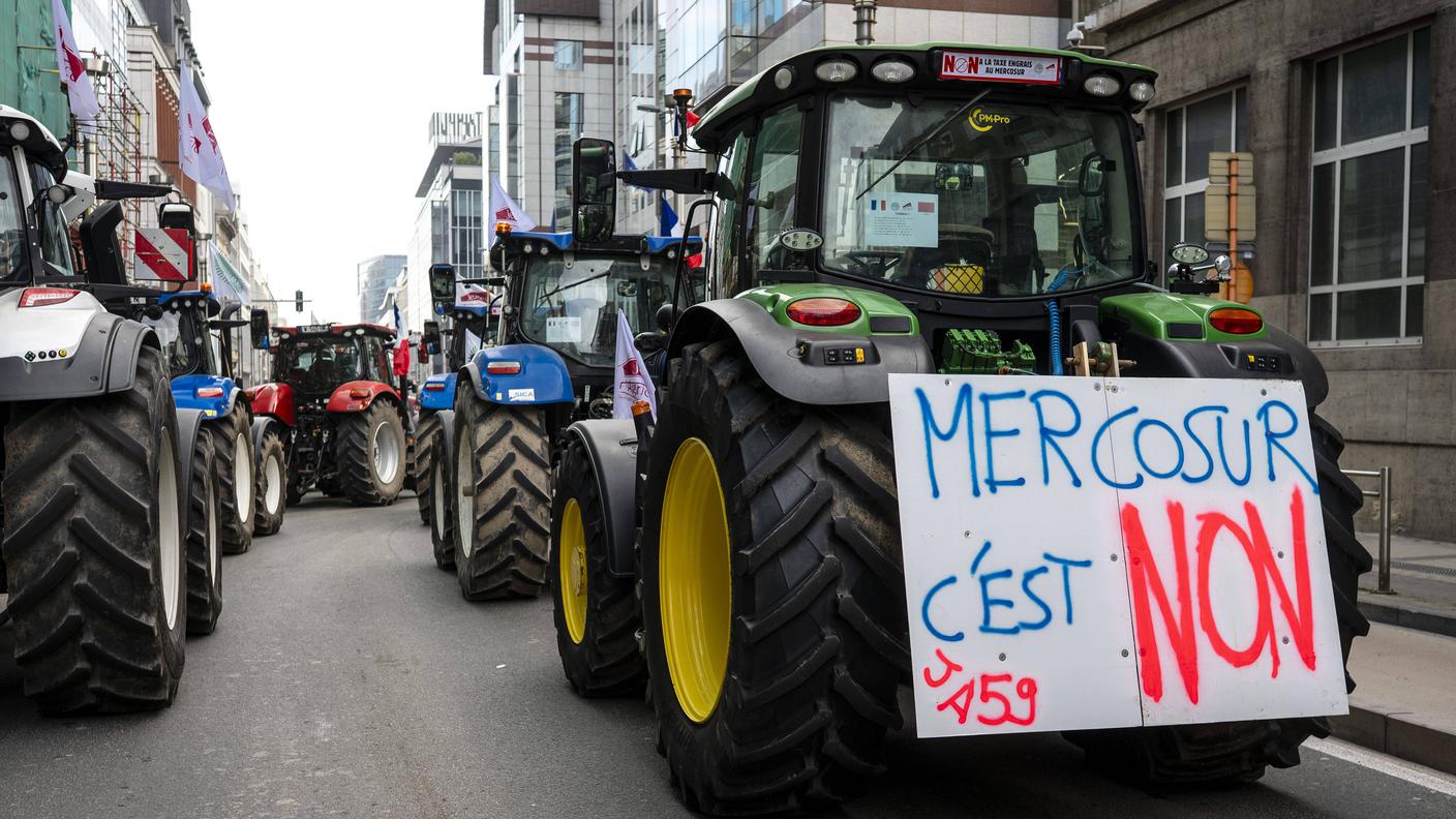 La protesta degli agricoltori nella capitale belga