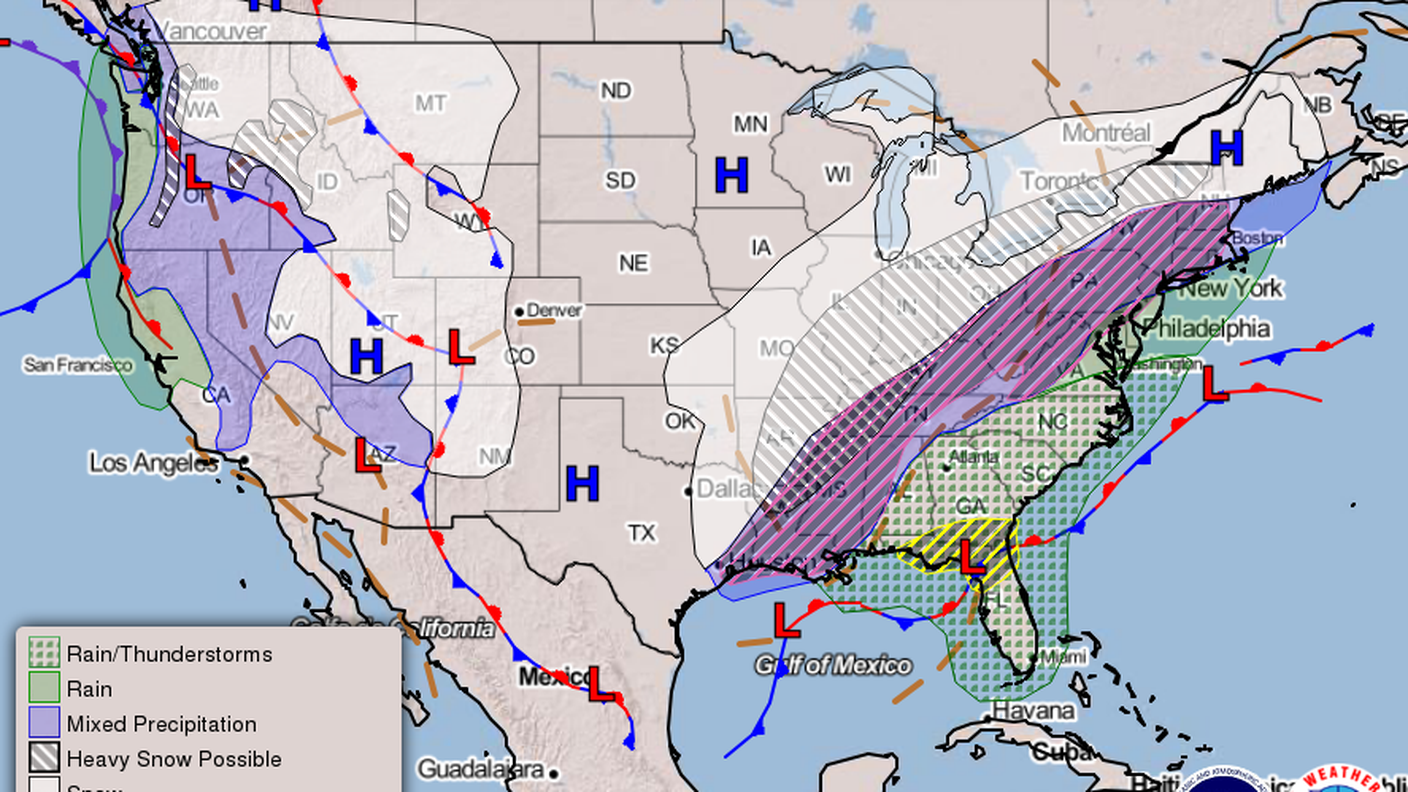 Le previsioni della meteo USA