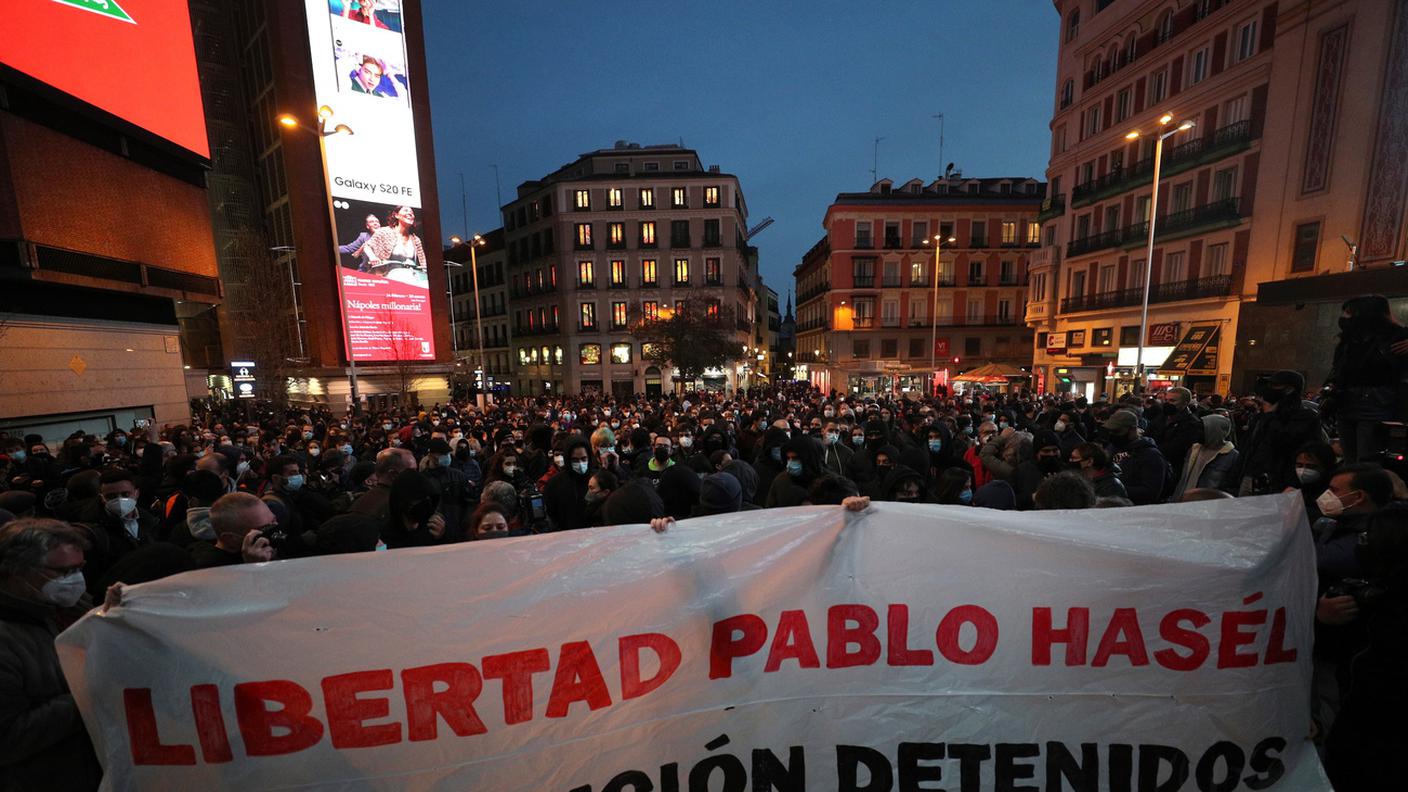 Un'immagine scattata sabato sera a Madrid