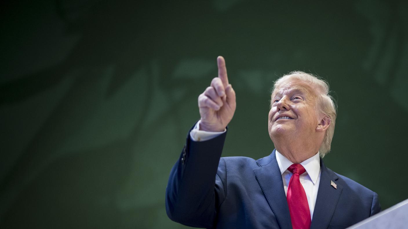 Donald Trump durante il suo discorso a Davos