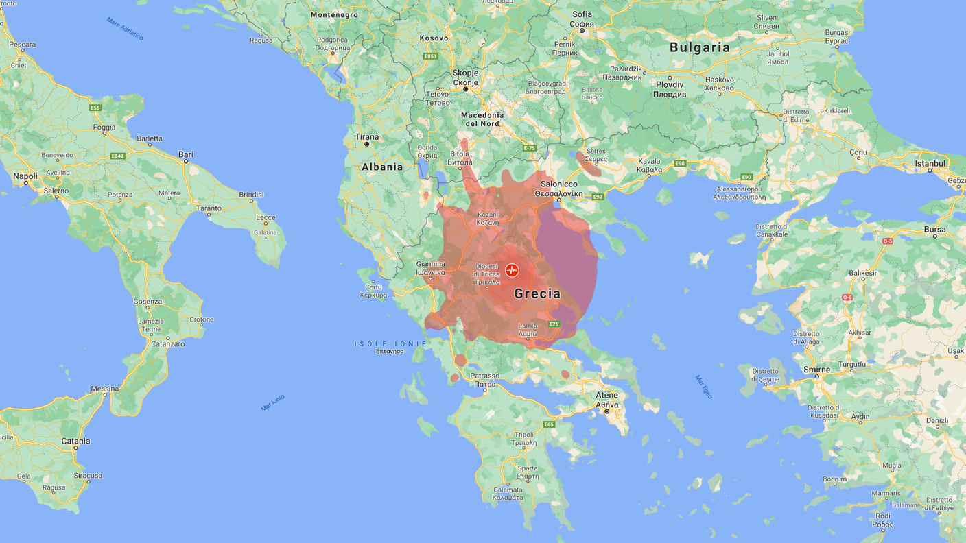 L'epicentro è stato individuato a Tyrnavos