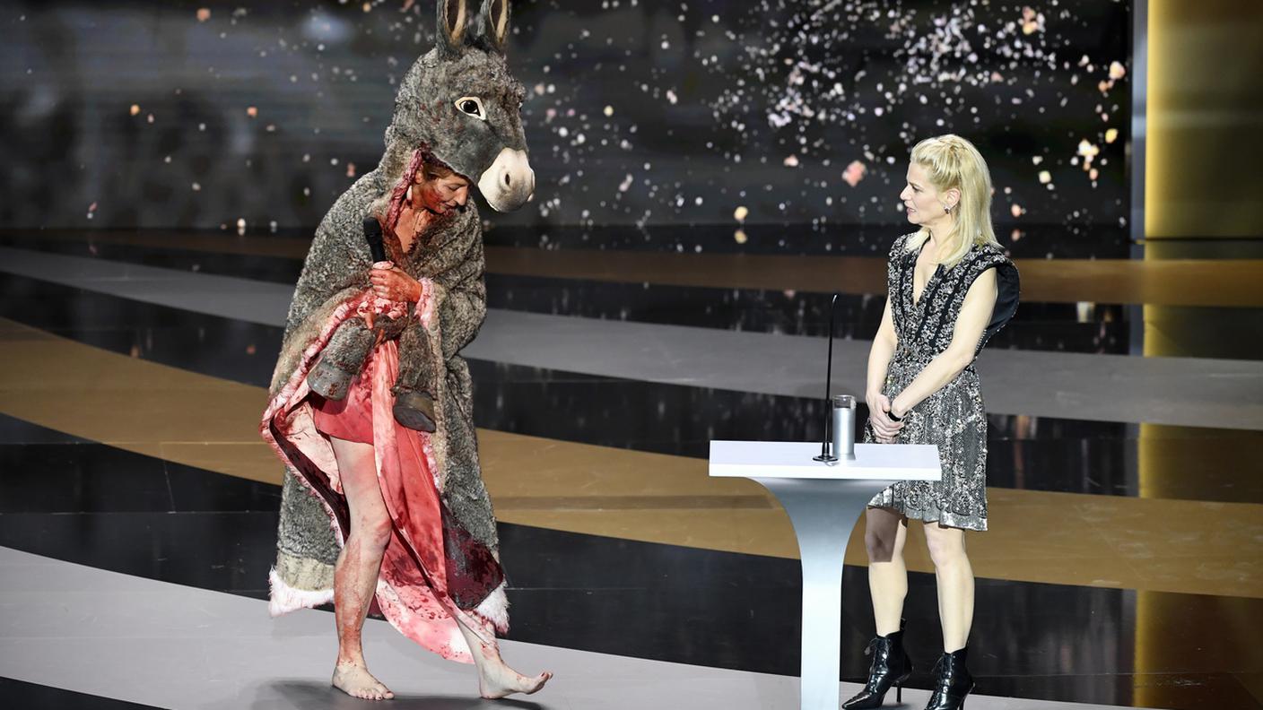 Corinne Masiero in un'immagine scattata ieri sera