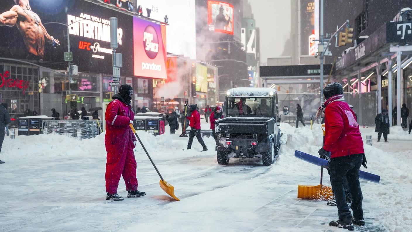 La città di New York lo scorso gennaio durante una tempesta di neve