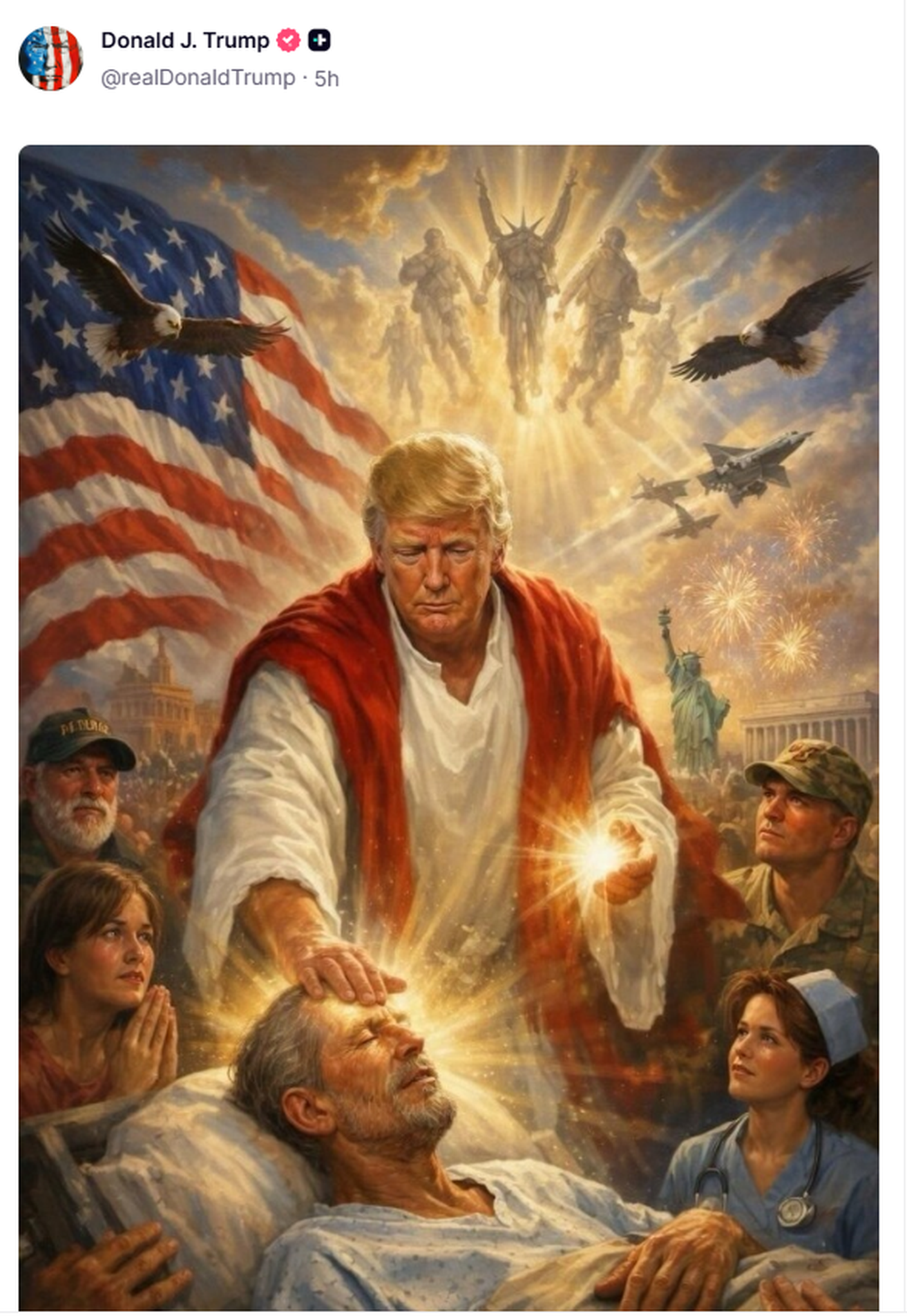 L'immagine generata con l'intelligenza artificiale che Trump ha pubblicato su Truth