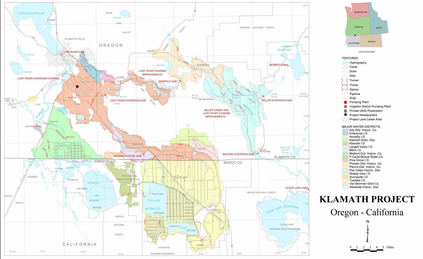 La mappa del Klamath Project