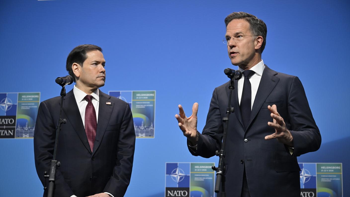 Marco Rubio e Mark Rutte al vertice NATO in corso a Helsingborg, in Svezia