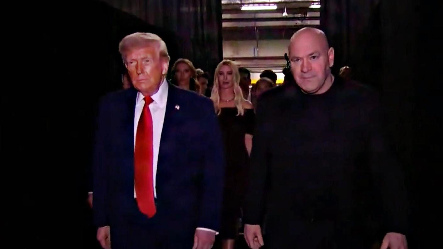Donald Trump con Dana White all’UFC di Miami ad aprile