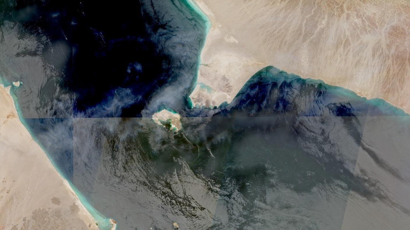 Un'immagine satellitare dello Stretto di Bab el Mandeb