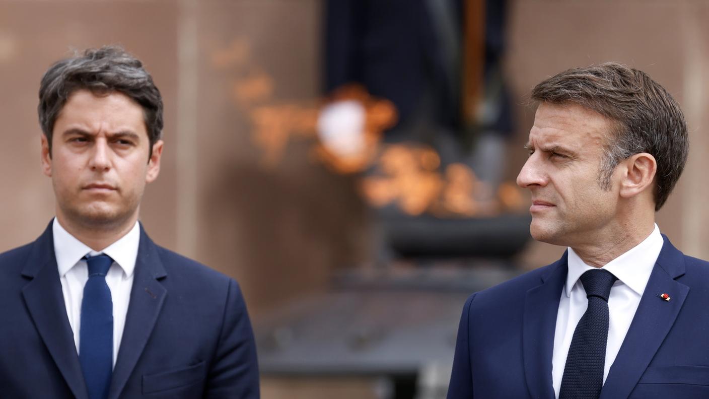 Gabriel Attal e Emmanuel Macron nel 2024