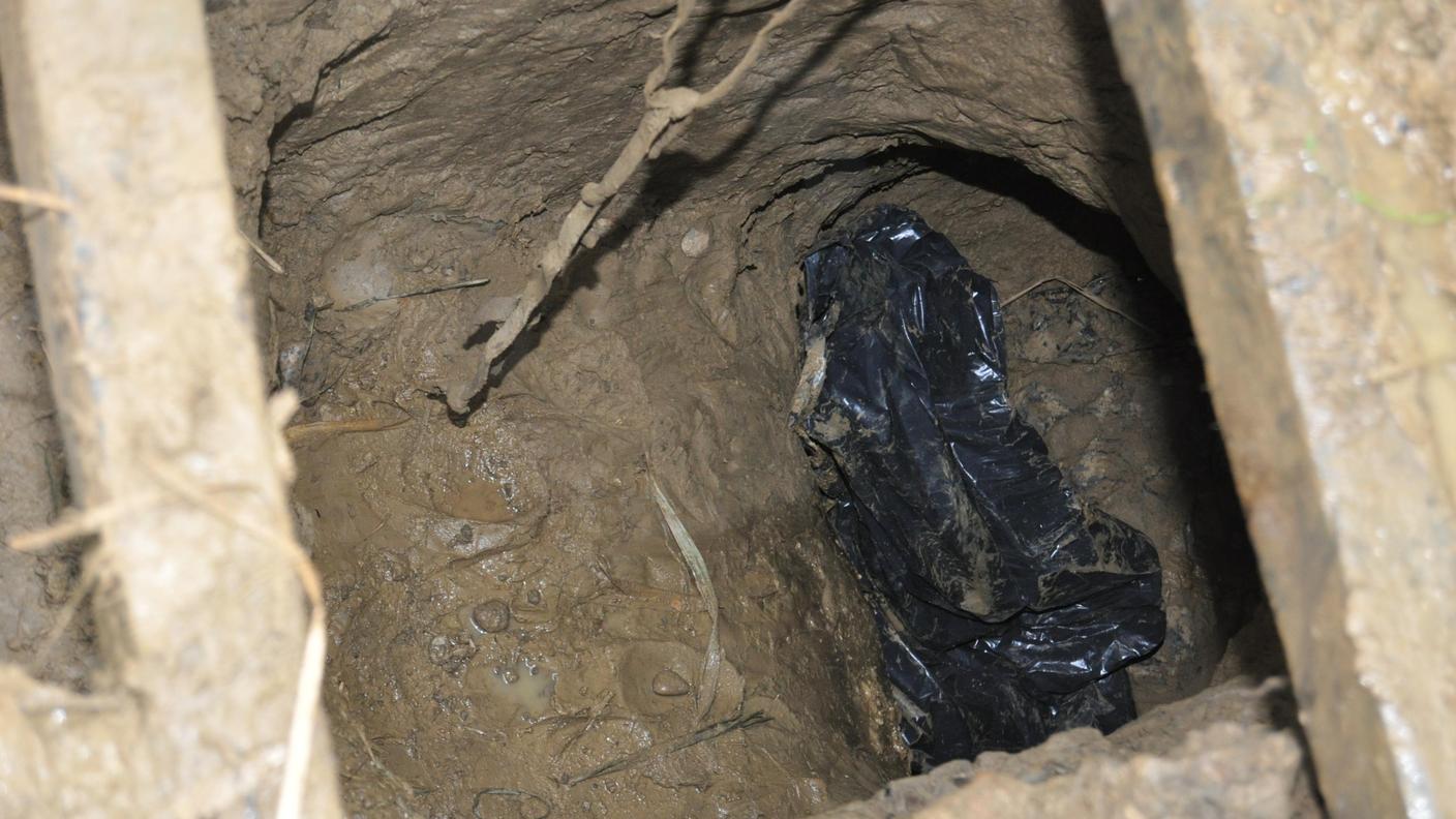 Un particolare del tunnel scavato
