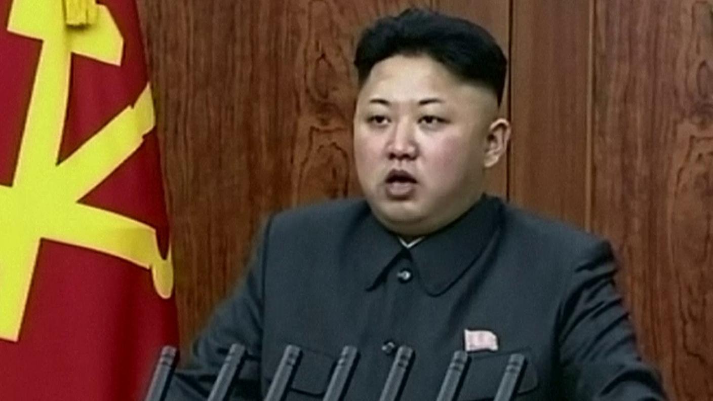 Kim Jong-un durante il suo discorso alla nazione