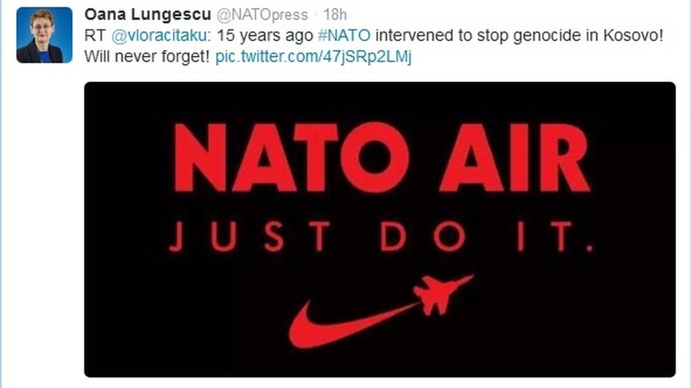 Il tweet della portavoce della NATO Oana Lungescu