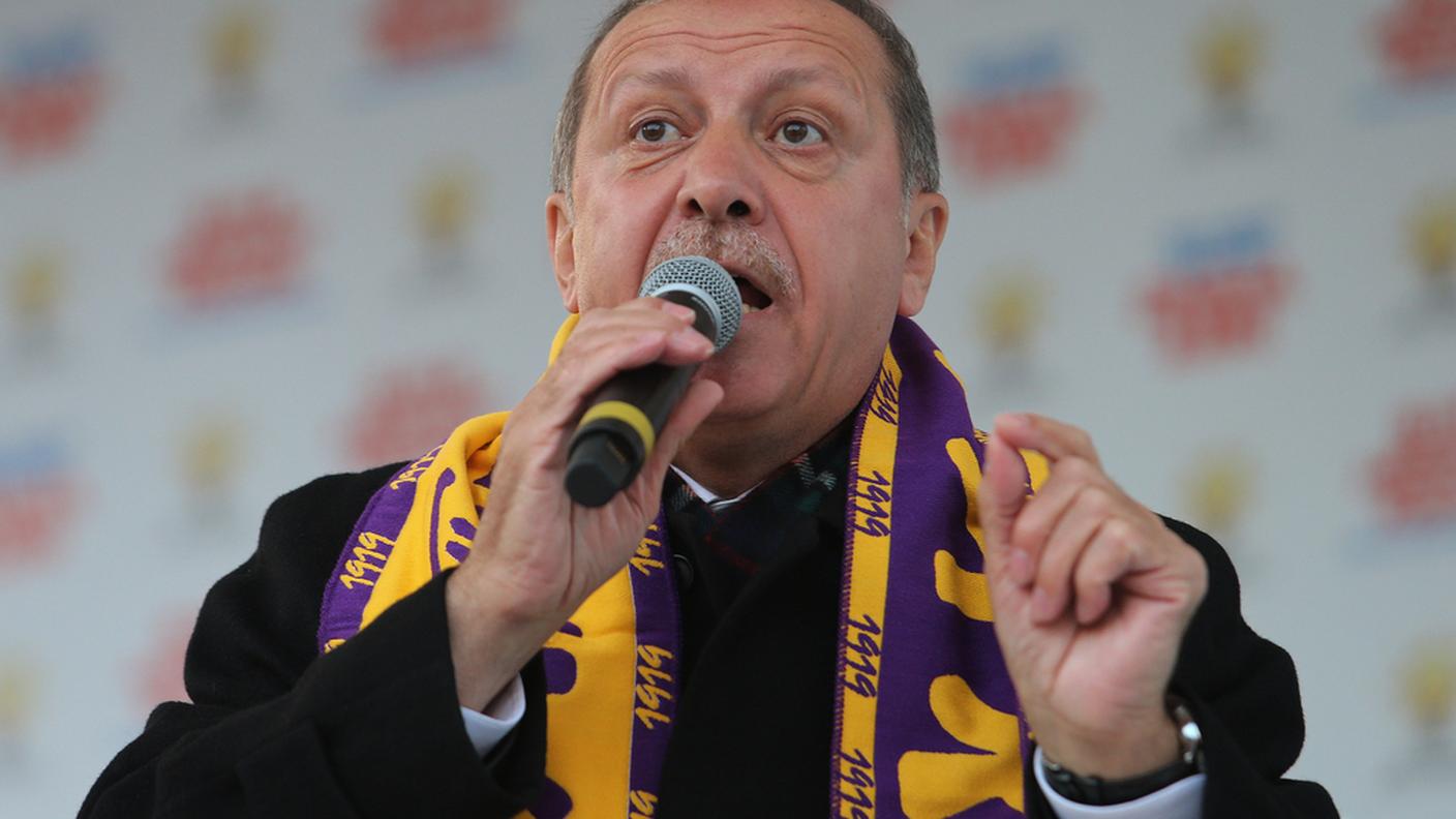 Recep Tayyip Erdogan in un'immagine scattata oggi a Istanbul