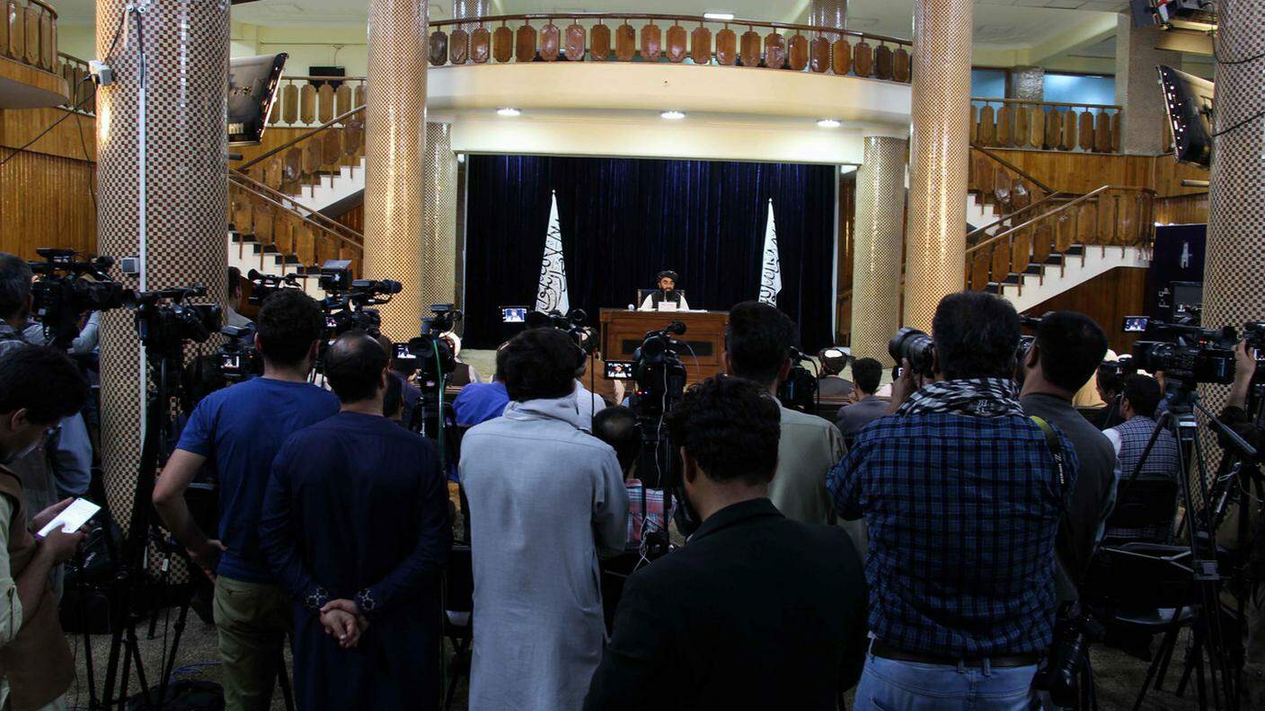 Il momento dell'annuncio del governo talebano martedì 7 settembre