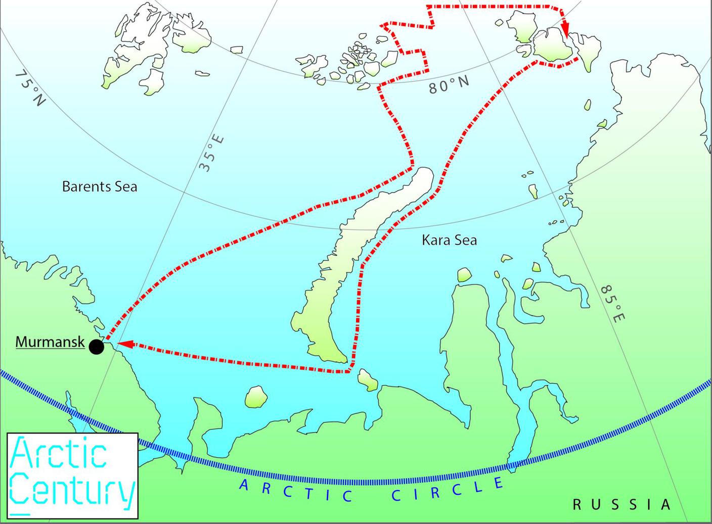 Il viaggio compiuto dalla Akademik Tryoshnikov