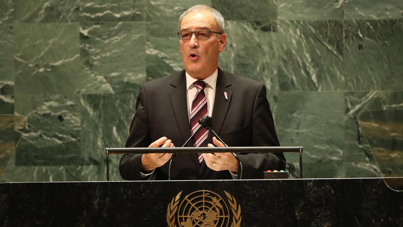 Parmelin in un'immagine scattata oggi a New York