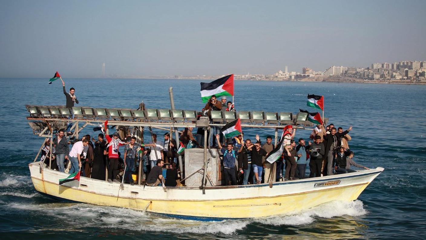 Una delle imbarcazioni che hanno sfidato il blocco marittimo di Gaza