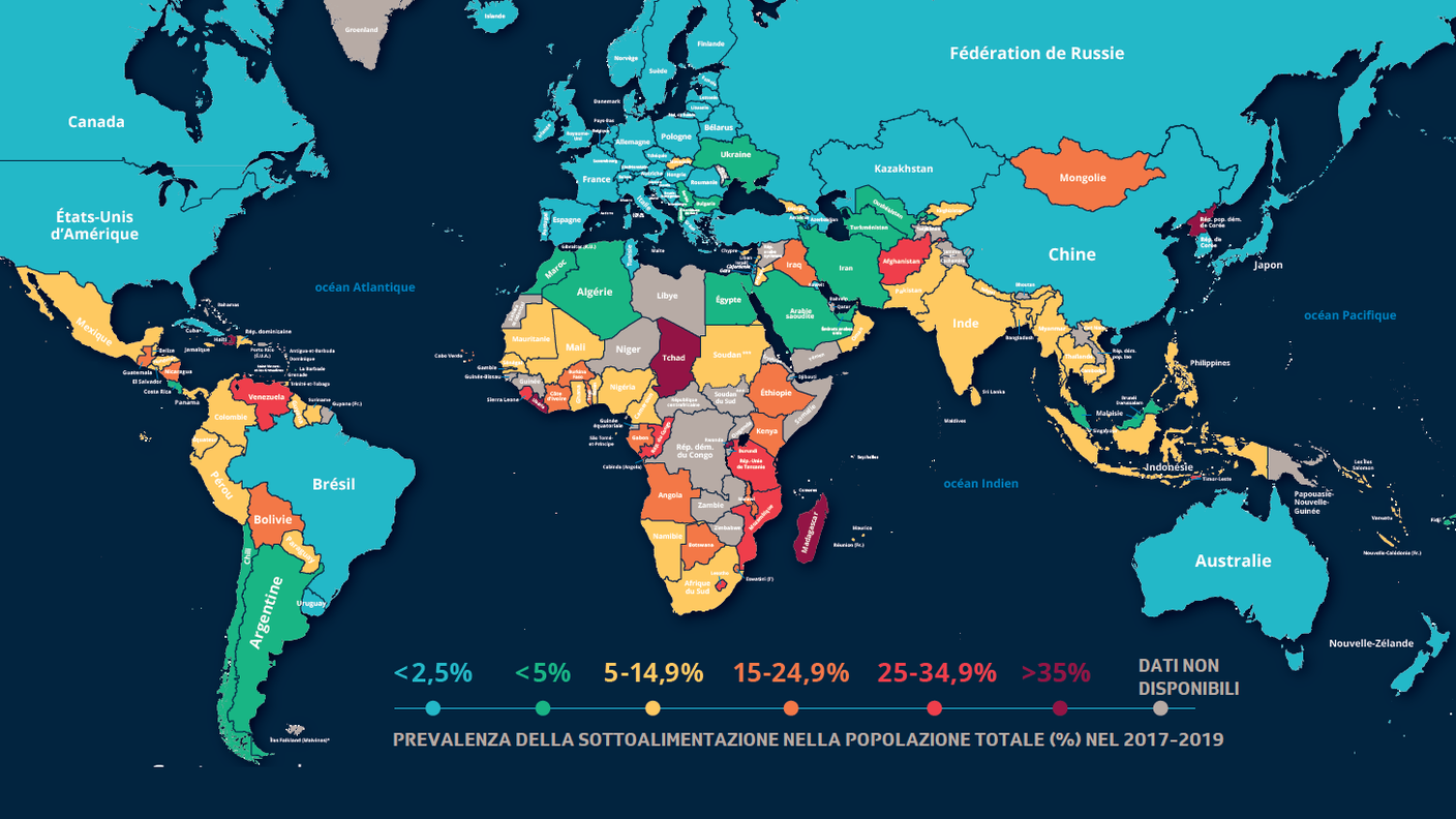 La mappa della fame nel mondo