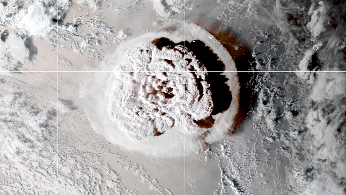 Un'immagine satellitare dell'eruzione