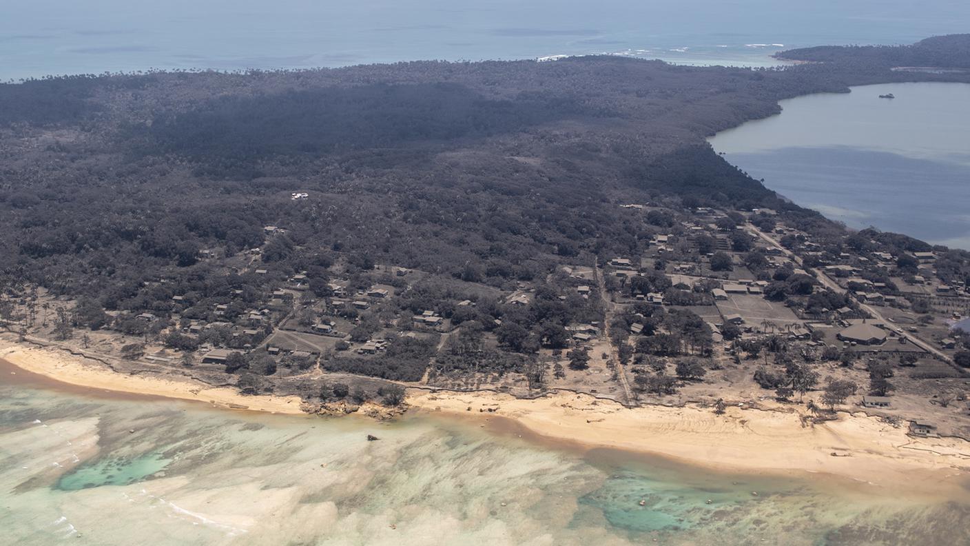 Una delle isole fotografata dall'alto da un aereo neozelandese