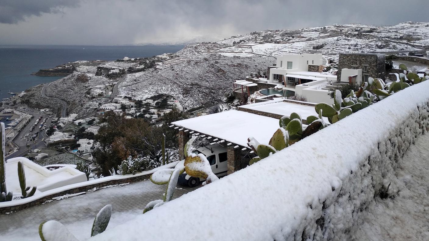 Un'immagine scattata domenica a Mykonos