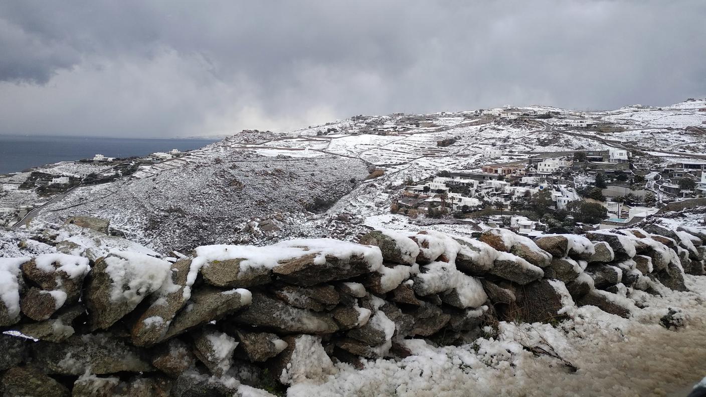 Un'immagine scattata domenica a Mykonos