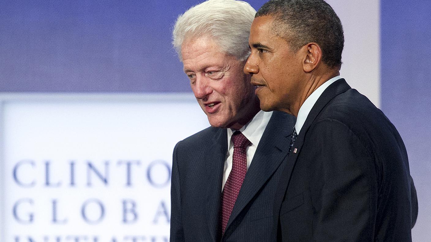 Bill Clinton con Barack Obama: in comune hanno ora anche uno 'shutdown'. L'ultimo risaliva a 17 anni fa