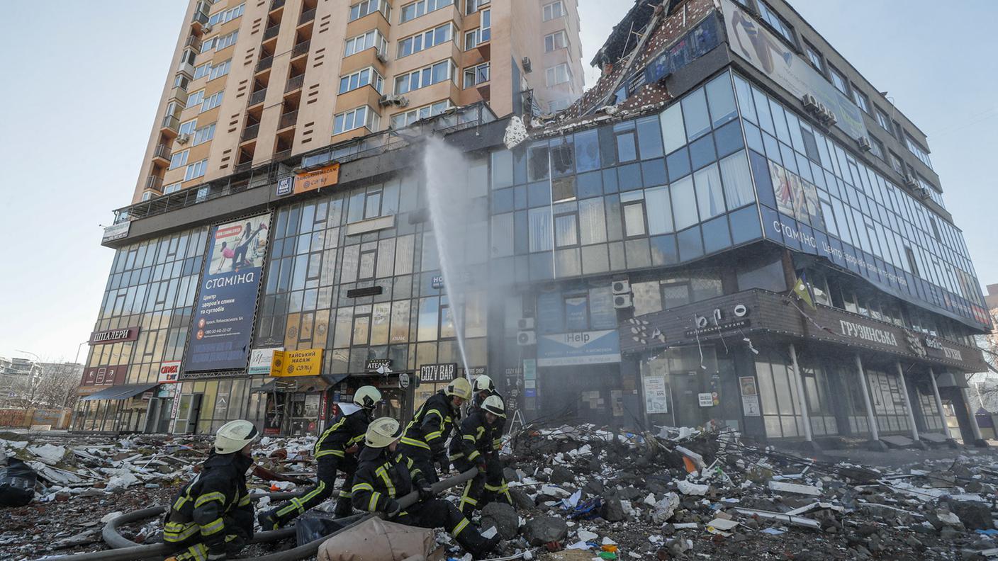 Il segno dei combattimenti a Kiev
