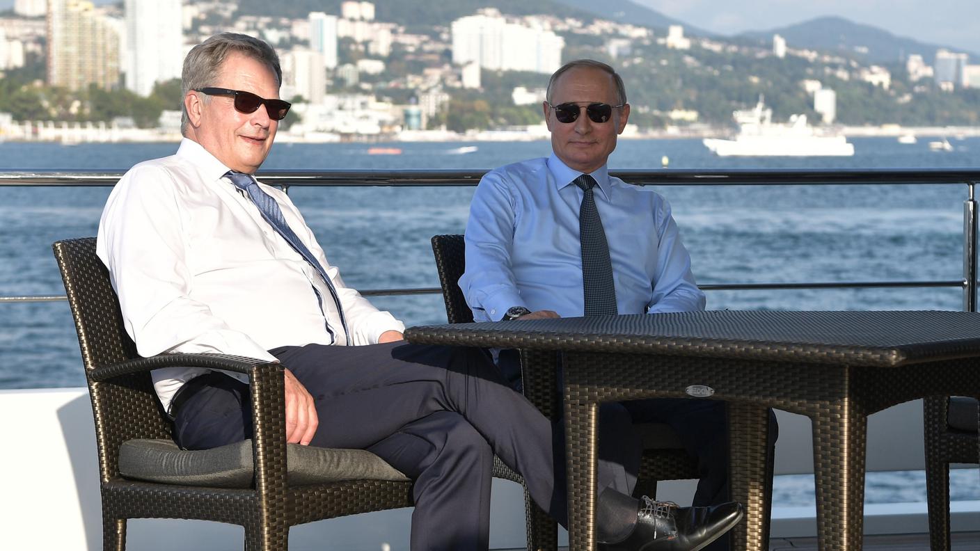 Sauli Niinistö e Vladimir Putin al termine di un incontro ufficiale nel 2018 a Sochi
