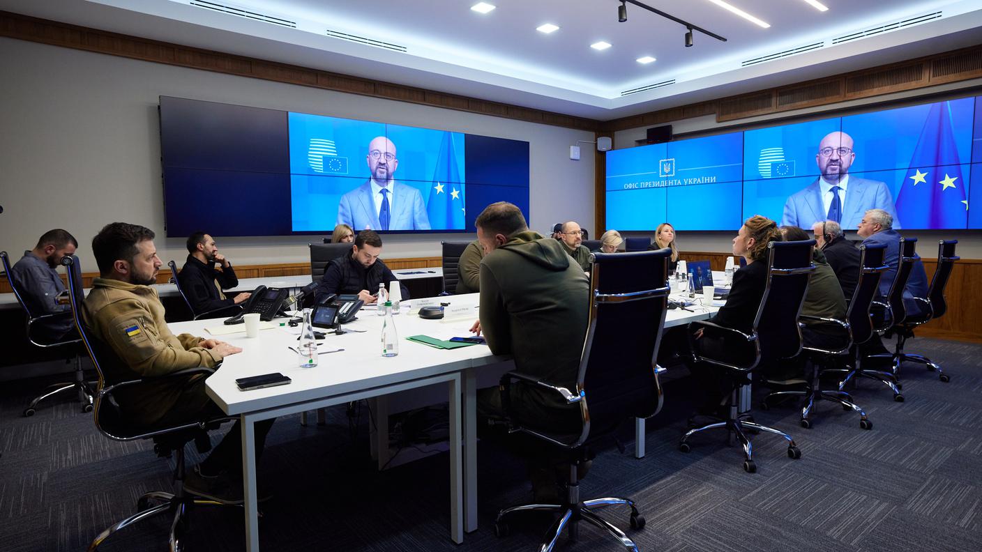 In videoconferenza con il presidente del Consiglio UE Charles Michel