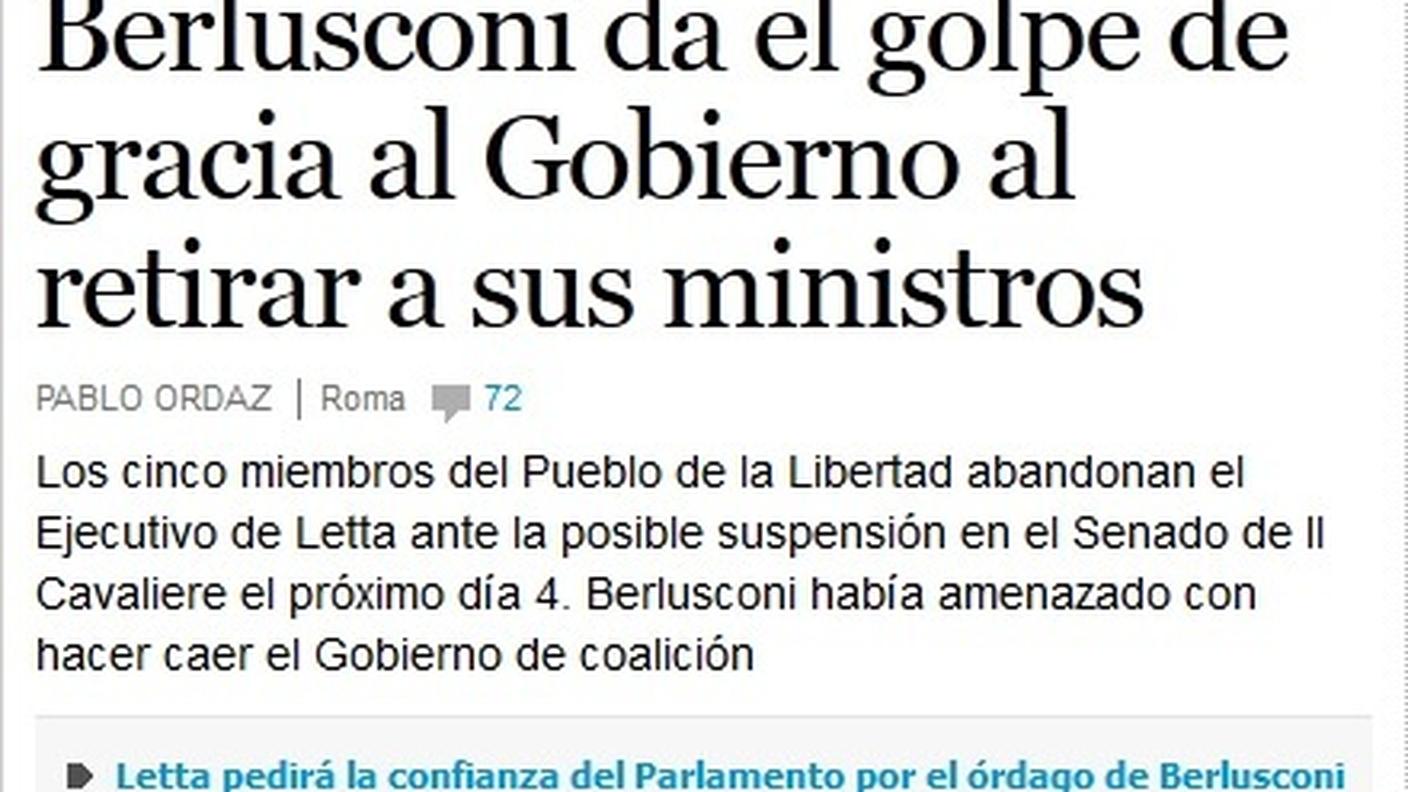 Sullo spagnolo El pais