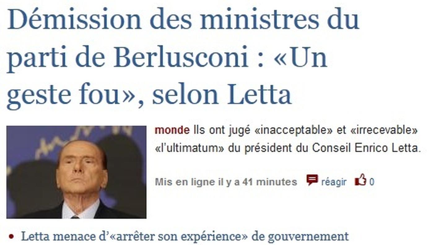 Sul copertina del giornale belga Le soir