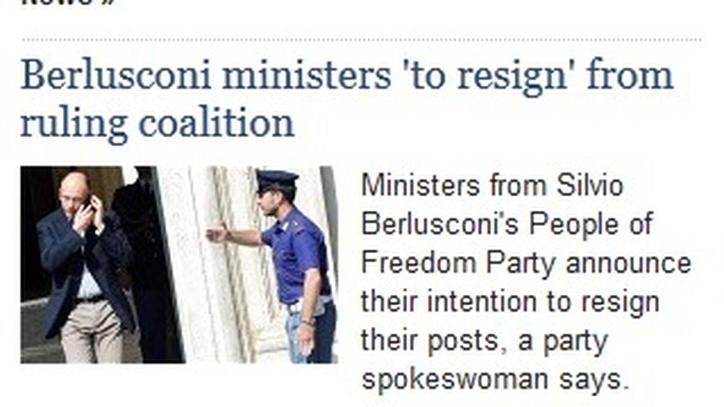 Sulla prima pagina del giornale inglese The telegraph