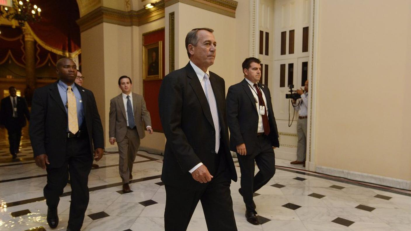 Il repubblicano John Boehner, presidente della Camera dei rappresentanti, qui prima del voto