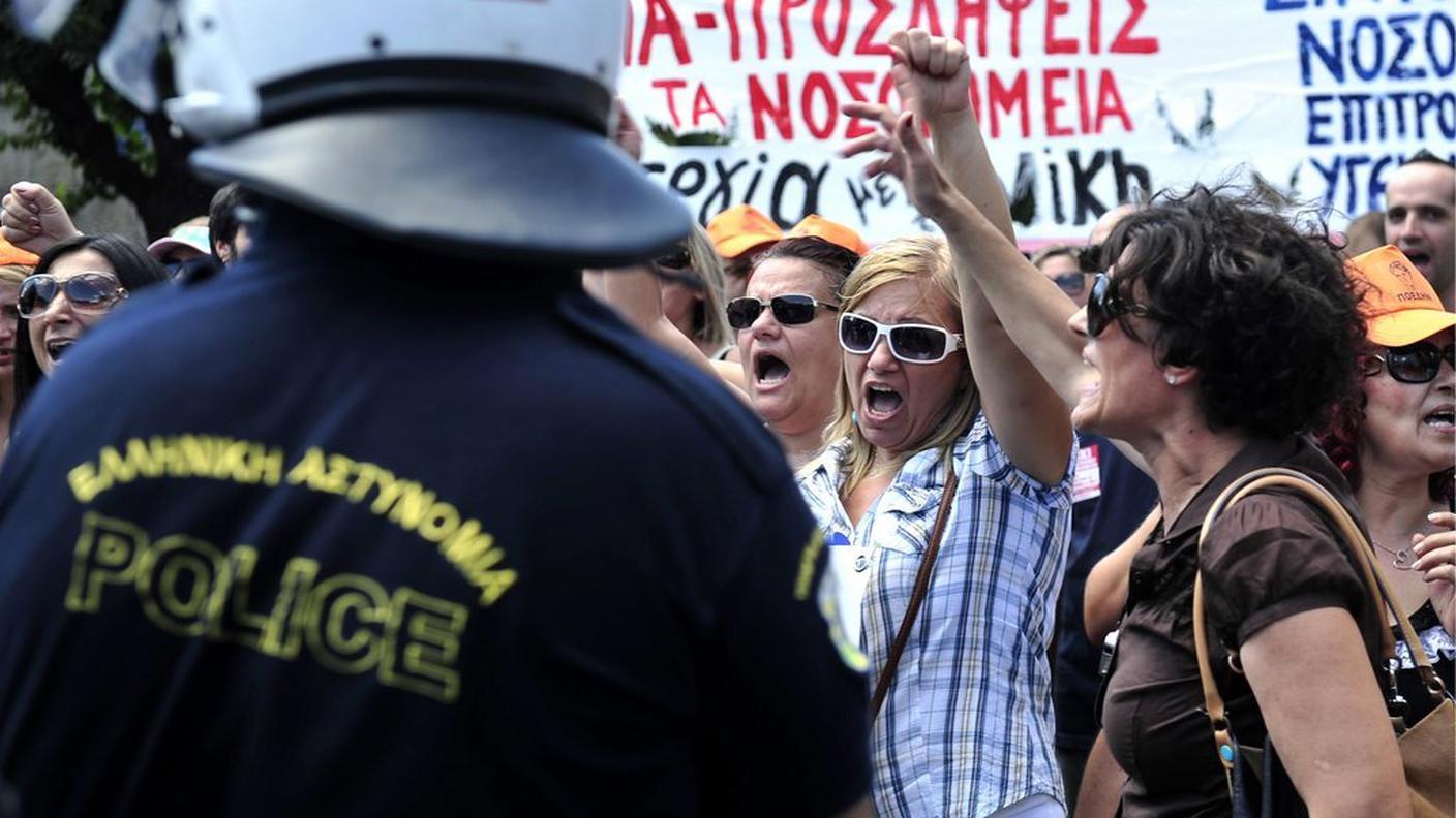 La manifestazione sindacale di protesta ad Atene, mercoledì scorso