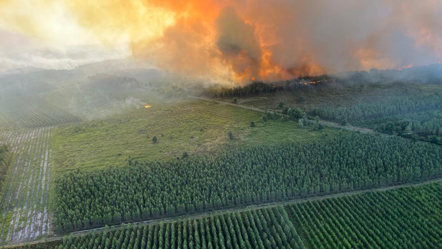 Un'immagine del rogo di Landiras domenica