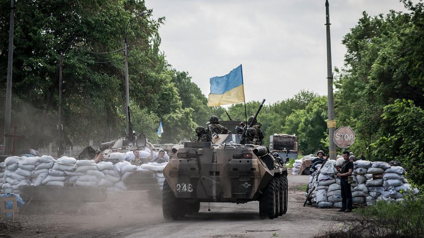 Un posto di blocco dell'esercito nei pressi di Slaviansk