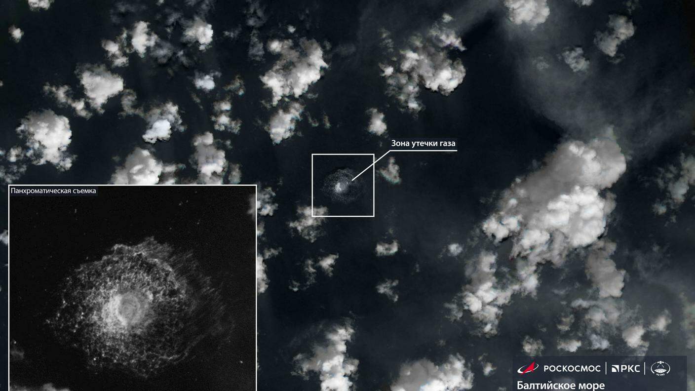 Le perdite di gas riversato in mare, riprese in un'immagine satellitare