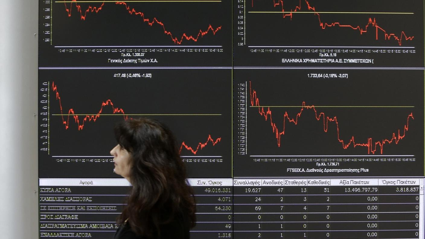 Un display della Borsa di Atene