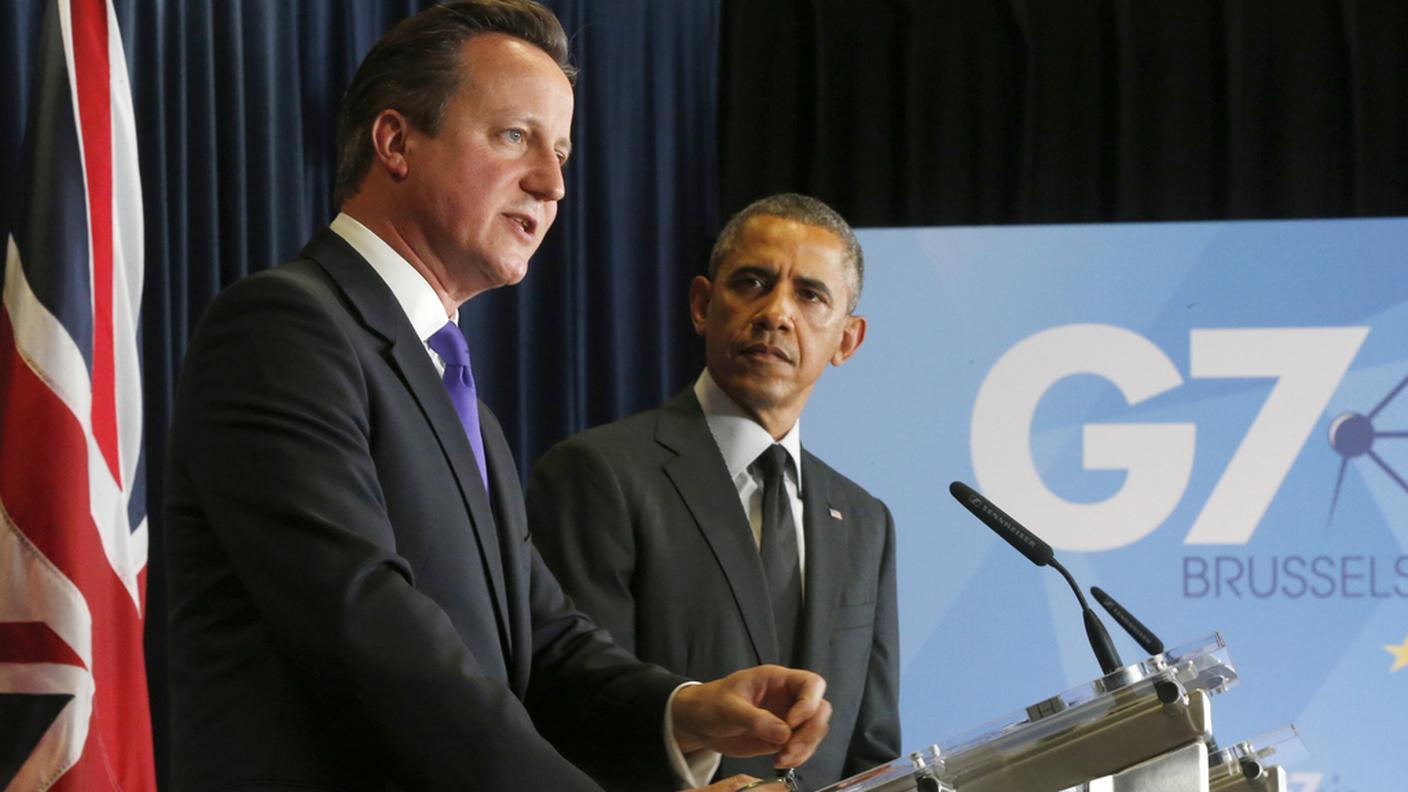 Obama e Cameron alla conferenza stampa finale del G7 di Bruxelles