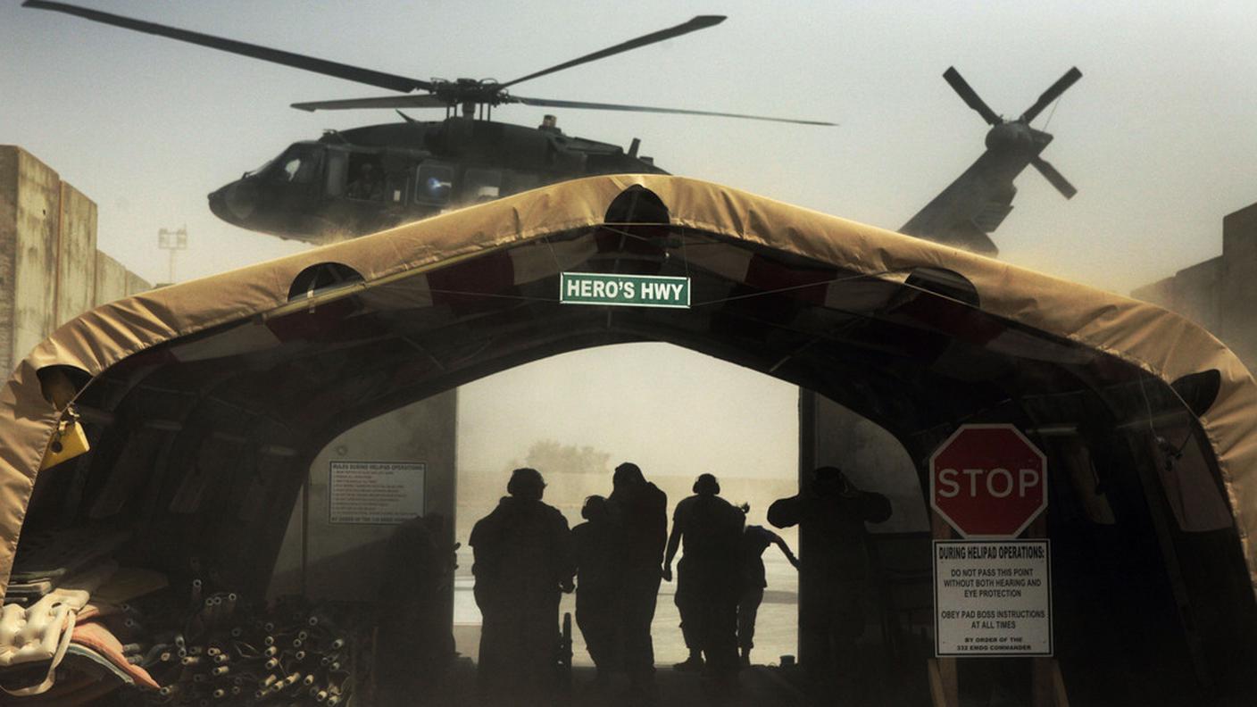 Un ospedale da campo all'interno della base di Balad