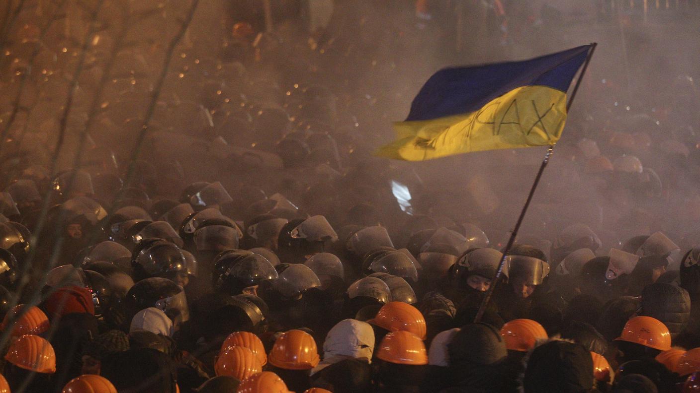 Un'immagine della notte scorsa a Kiev