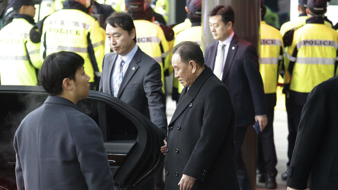 La delegazione della Corea del Nord al suo rientro dopo la visita ai Giochi invernali