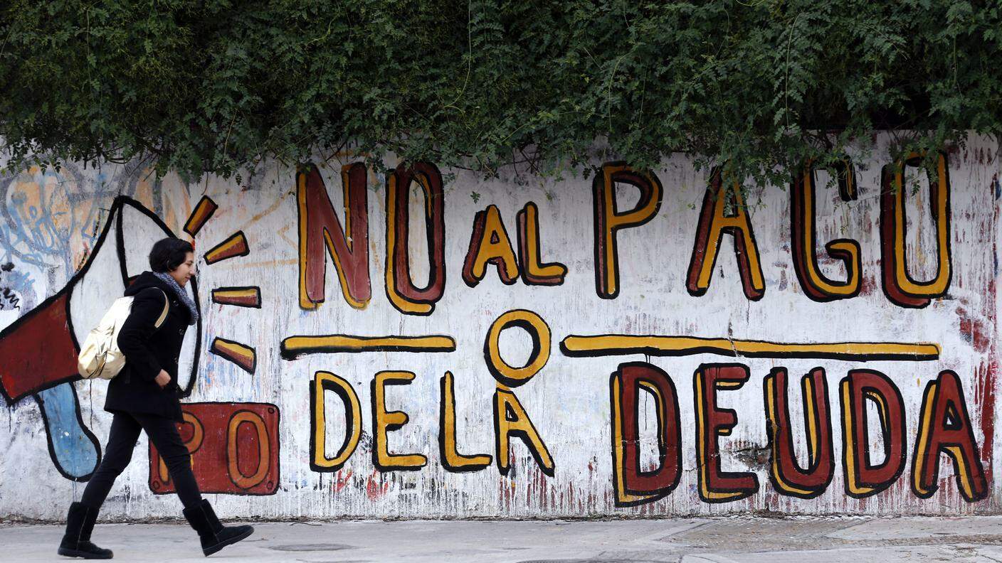 Un murales a Buenos Aires: "No al pagamento del debito"