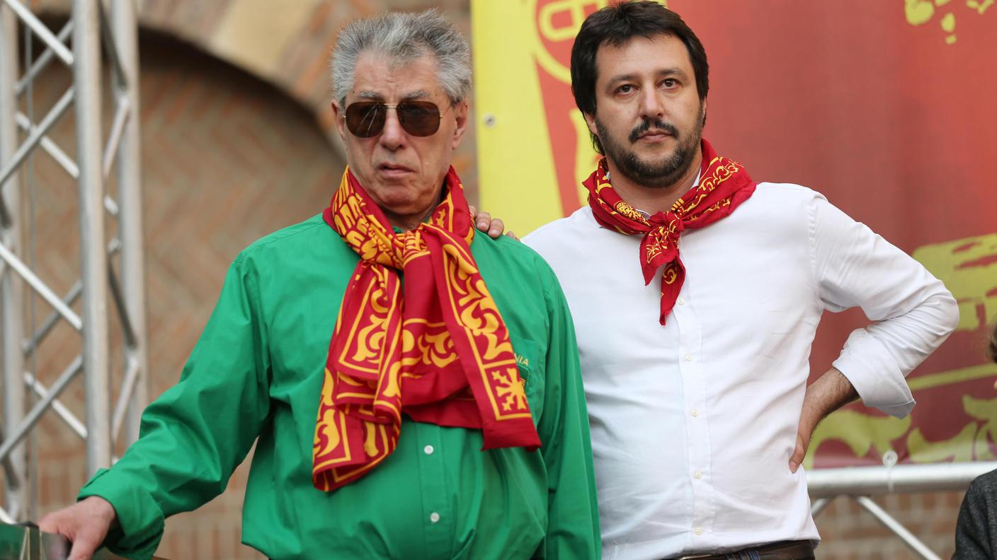 Umberto Bossi e l'attuale segretario del Carroccio, Matteo Salvini