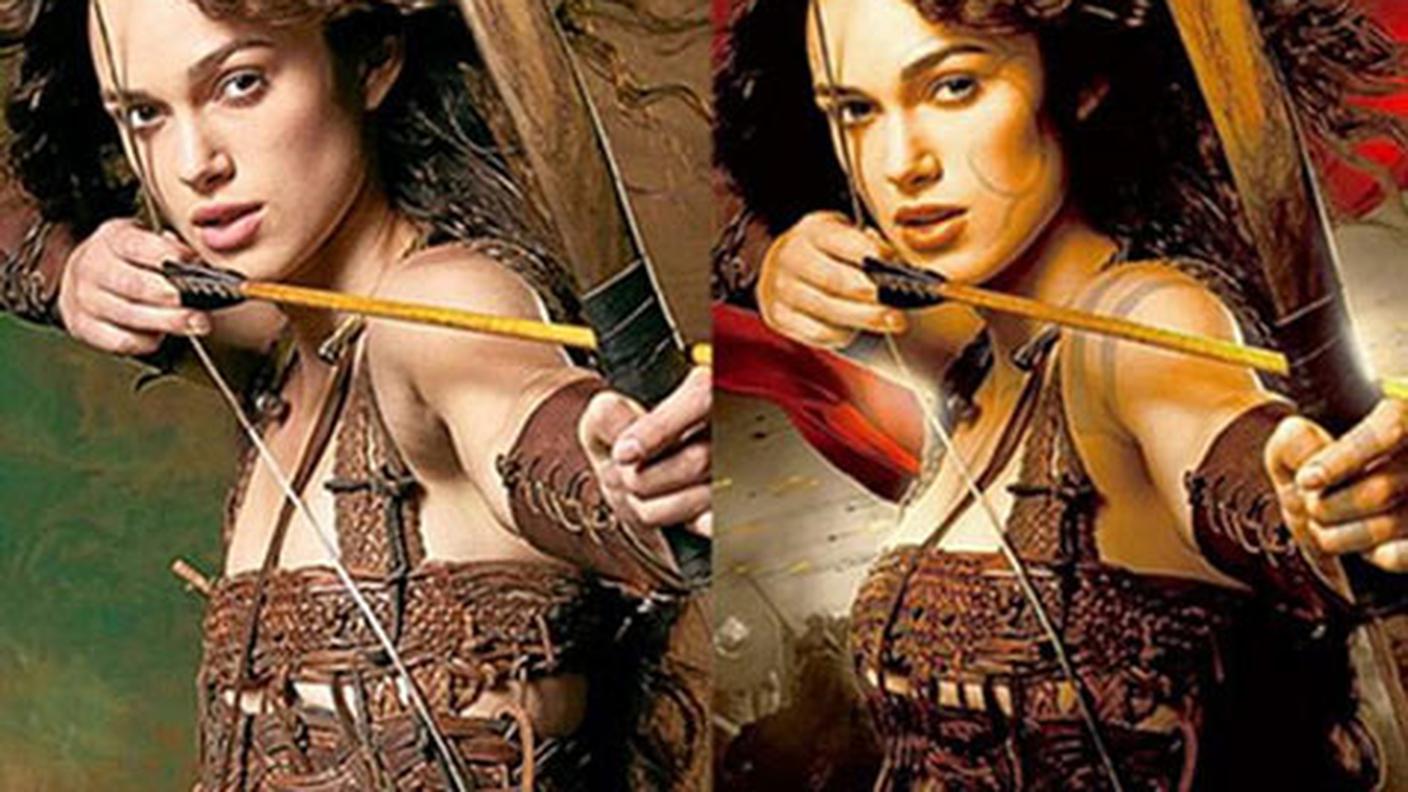 La locandina del film prima e dopo l'intervento di photoshop