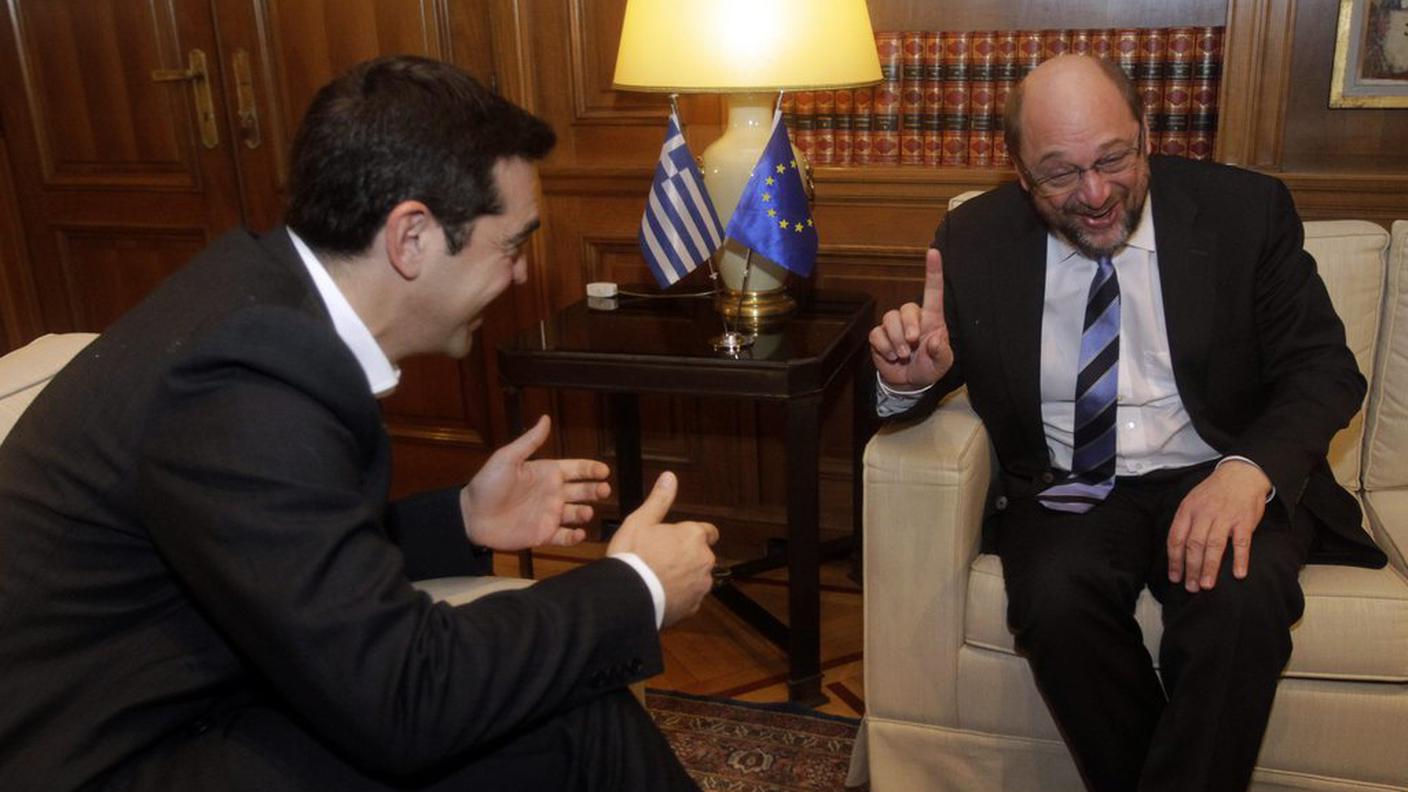 Il neo primo ministro greco Tsipras e il presidente dell'Europarlamento Schulz si sono incontrati ieri, giovedì
