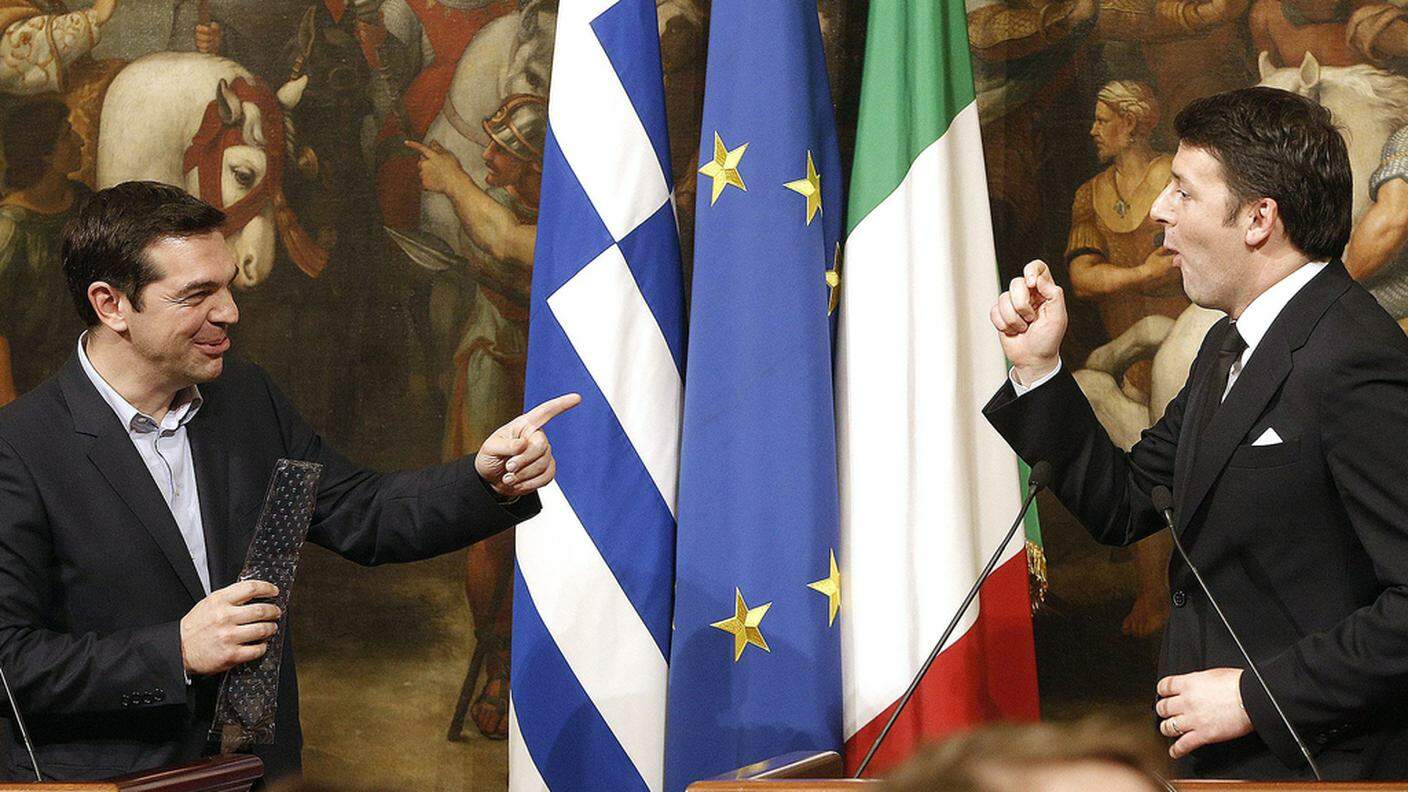Tsipras e Renzi dopo l'incontro di martedì a Roma
