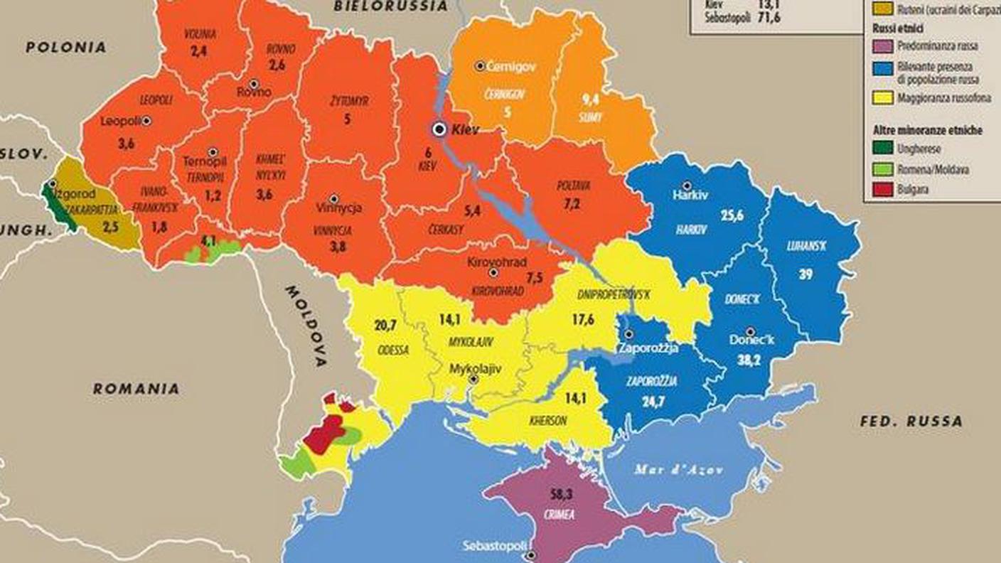 Le divisioni linguistiche ed etniche in Ucraina