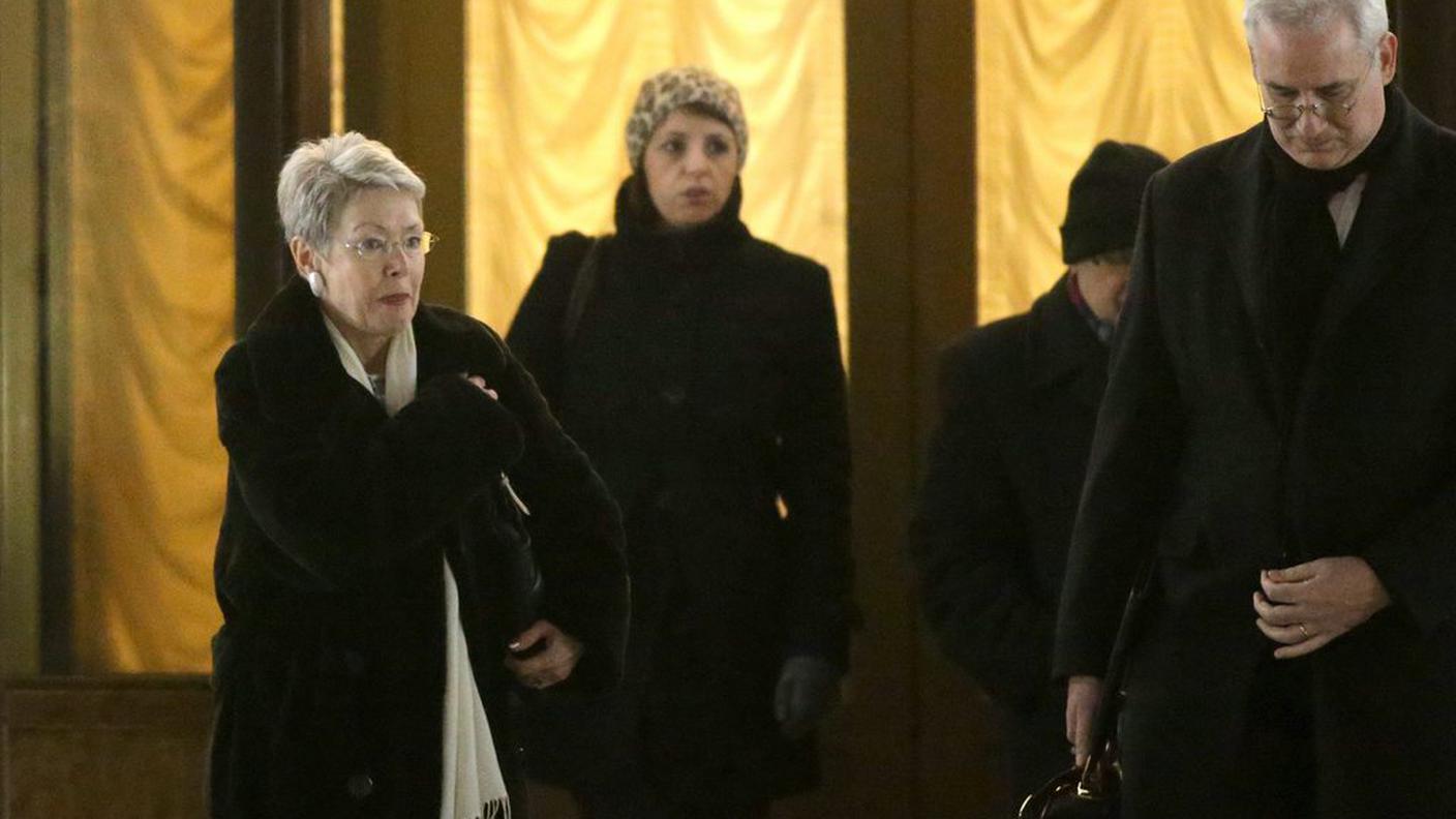 All'uscita della residenza presidenziale bielorussa, durante i colloqui di Minsk